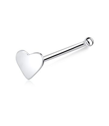 Solid Heart Silver Bone Nose Stud NSKD-601